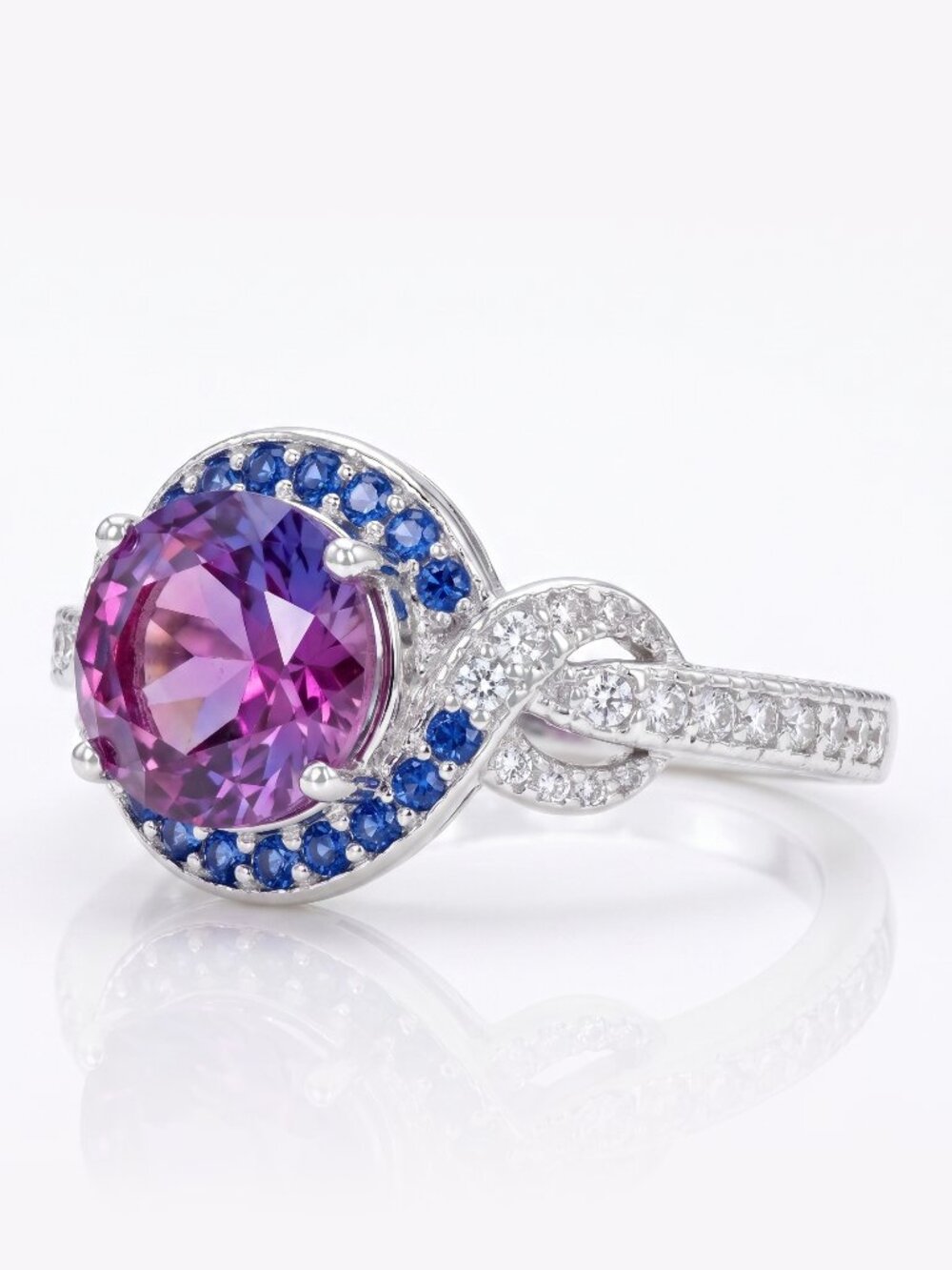 Pink & Purple round cut Gemstone Ring, real 925 Sterling Silver Charmed Aroma